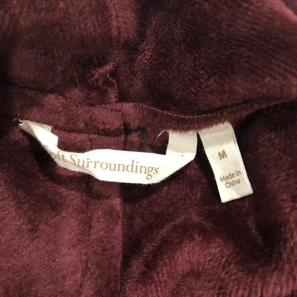 6 Soft Surroundings Red Cozy Carefree Jacket Fleece Lined Topper Cardigan Size M - Picture 4 of 10